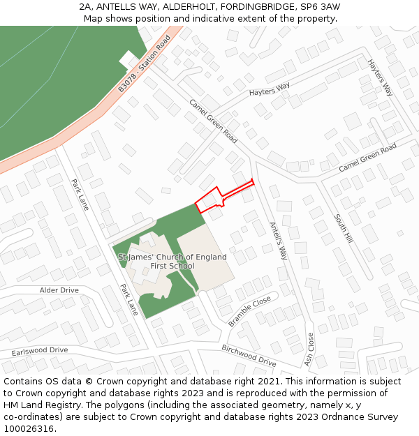 2A, ANTELLS WAY, ALDERHOLT, FORDINGBRIDGE, SP6 3AW: Location map and indicative extent of plot