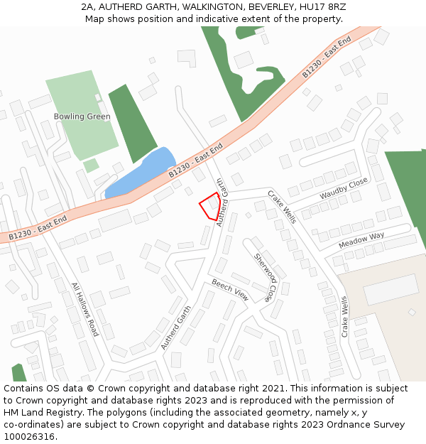 2A, AUTHERD GARTH, WALKINGTON, BEVERLEY, HU17 8RZ: Location map and indicative extent of plot