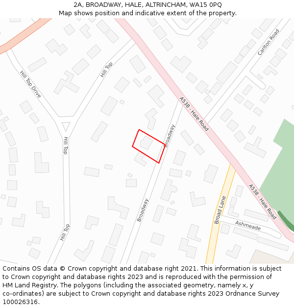 2A, BROADWAY, HALE, ALTRINCHAM, WA15 0PQ: Location map and indicative extent of plot