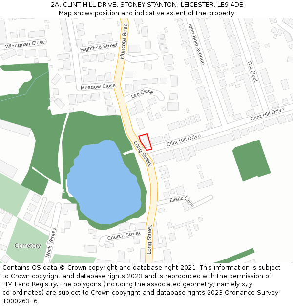 2A, CLINT HILL DRIVE, STONEY STANTON, LEICESTER, LE9 4DB: Location map and indicative extent of plot