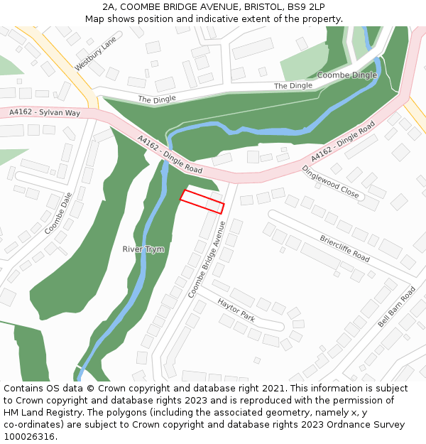 2A, COOMBE BRIDGE AVENUE, BRISTOL, BS9 2LP: Location map and indicative extent of plot