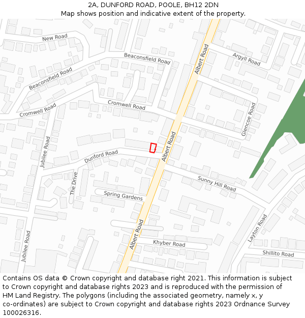 2A, DUNFORD ROAD, POOLE, BH12 2DN: Location map and indicative extent of plot