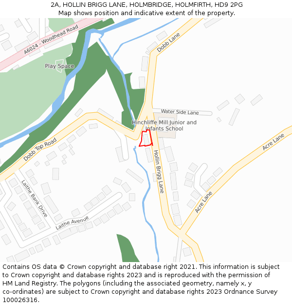 2A, HOLLIN BRIGG LANE, HOLMBRIDGE, HOLMFIRTH, HD9 2PG: Location map and indicative extent of plot