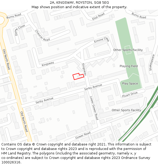 2A, KINGSWAY, ROYSTON, SG8 5EG: Location map and indicative extent of plot