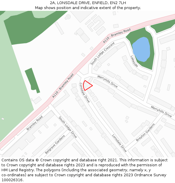 2A, LONSDALE DRIVE, ENFIELD, EN2 7LH: Location map and indicative extent of plot