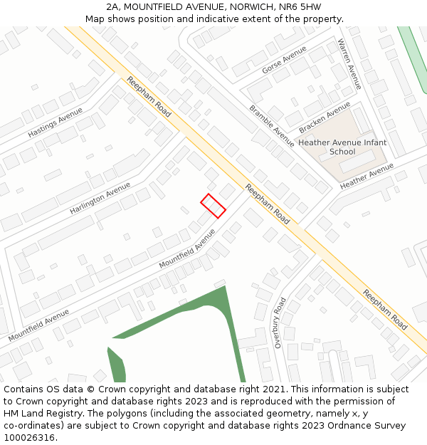 2A, MOUNTFIELD AVENUE, NORWICH, NR6 5HW: Location map and indicative extent of plot