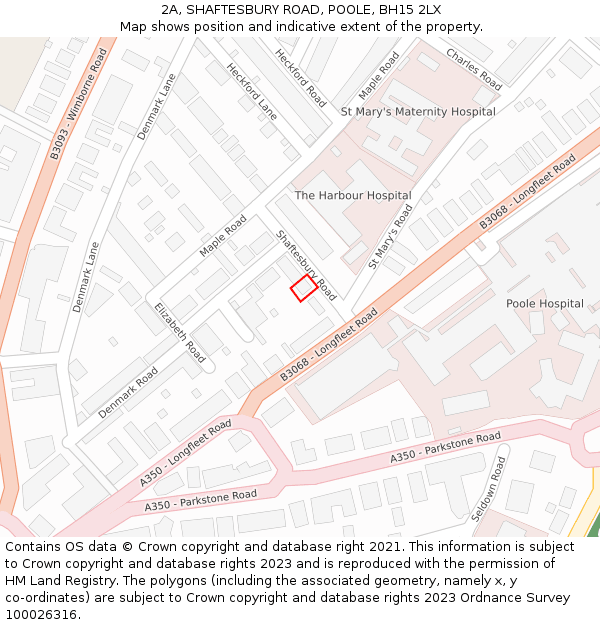 2A, SHAFTESBURY ROAD, POOLE, BH15 2LX: Location map and indicative extent of plot