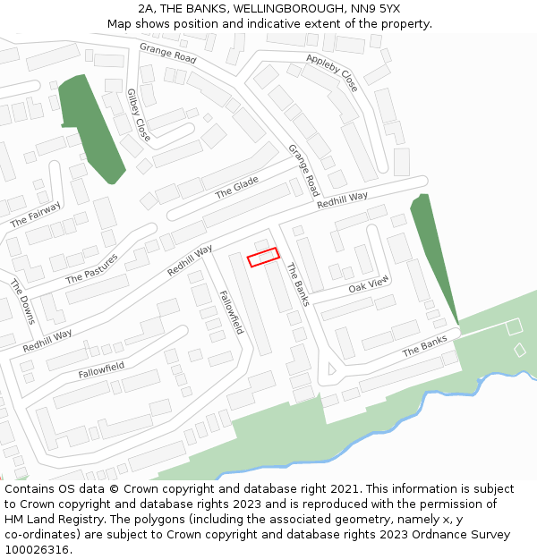 2A, THE BANKS, WELLINGBOROUGH, NN9 5YX: Location map and indicative extent of plot