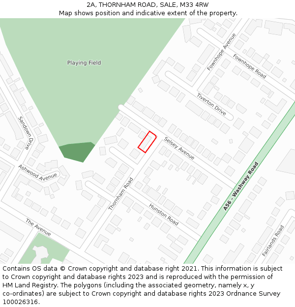 2A, THORNHAM ROAD, SALE, M33 4RW: Location map and indicative extent of plot