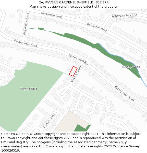 2A, WYVERN GARDENS, SHEFFIELD, S17 3PR: Location map and indicative extent of plot