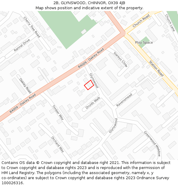 2B, GLYNSWOOD, CHINNOR, OX39 4JB: Location map and indicative extent of plot