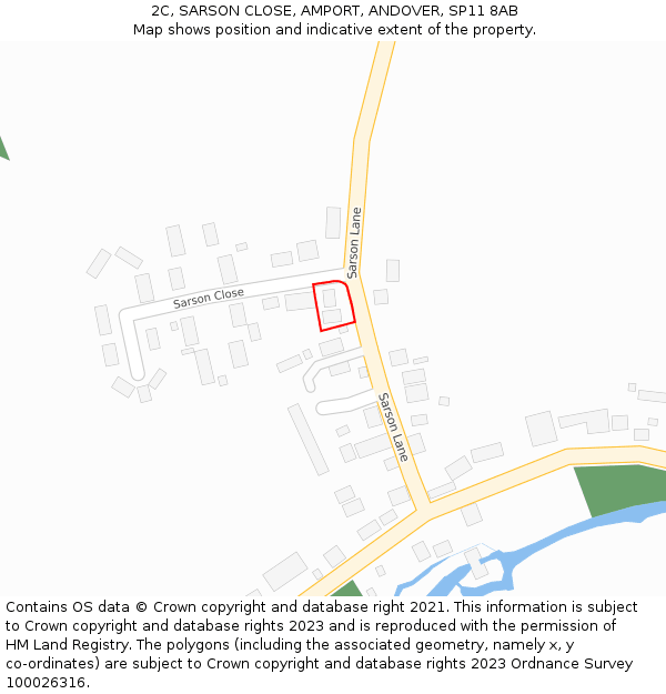 2C, SARSON CLOSE, AMPORT, ANDOVER, SP11 8AB: Location map and indicative extent of plot