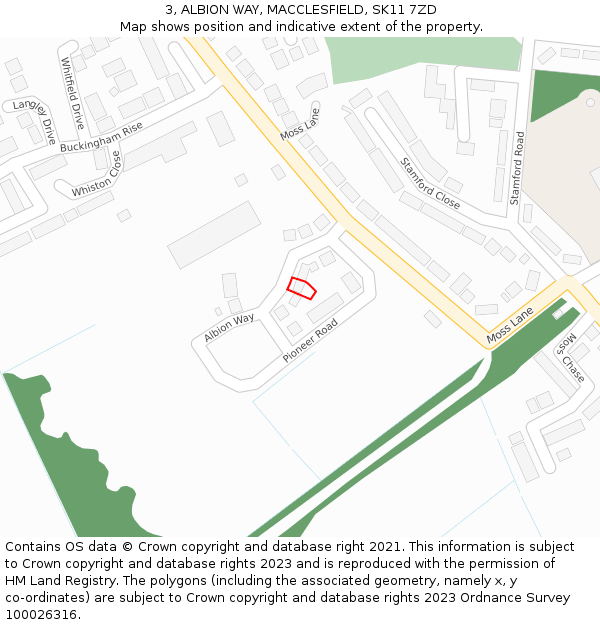 3, ALBION WAY, MACCLESFIELD, SK11 7ZD: Location map and indicative extent of plot