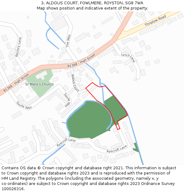 3, ALDOUS COURT, FOWLMERE, ROYSTON, SG8 7WA: Location map and indicative extent of plot