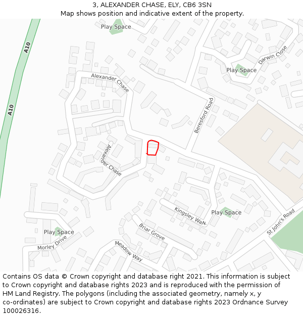 3, ALEXANDER CHASE, ELY, CB6 3SN: Location map and indicative extent of plot