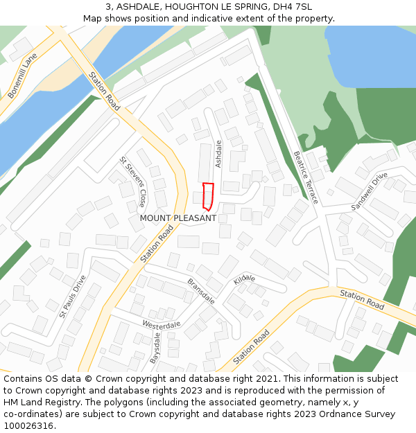 3, ASHDALE, HOUGHTON LE SPRING, DH4 7SL: Location map and indicative extent of plot