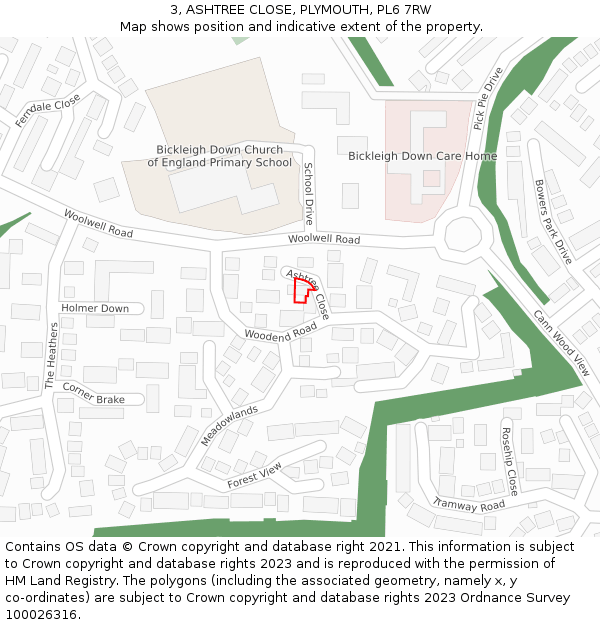 3, ASHTREE CLOSE, PLYMOUTH, PL6 7RW: Location map and indicative extent of plot