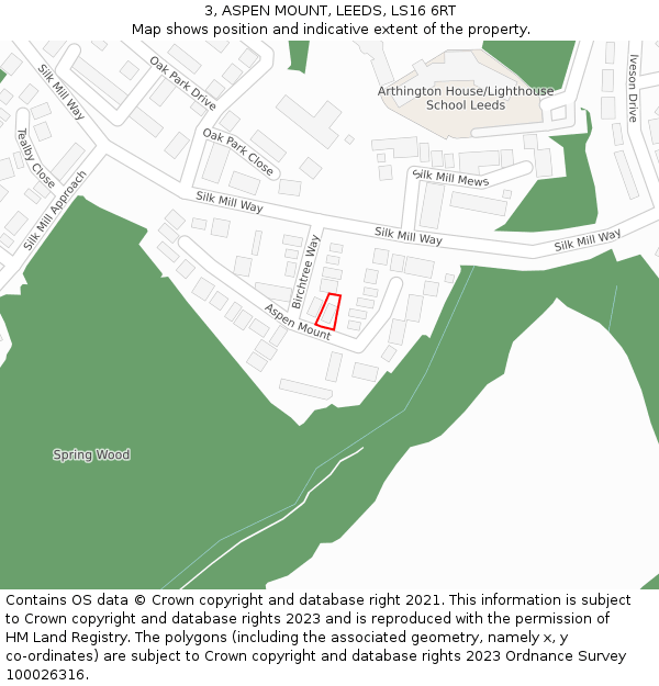 3, ASPEN MOUNT, LEEDS, LS16 6RT: Location map and indicative extent of plot