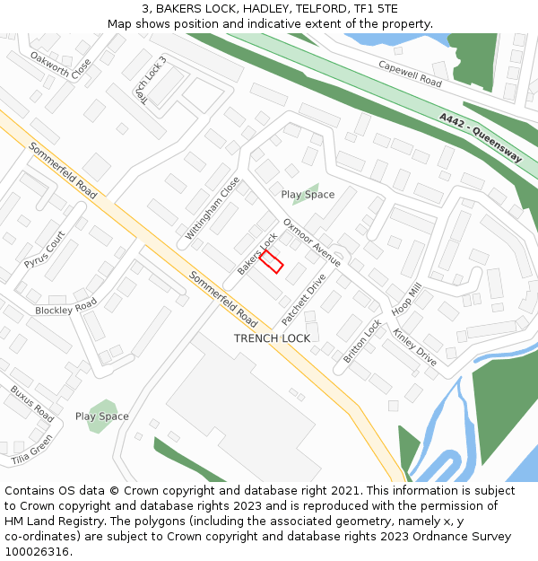 3, BAKERS LOCK, HADLEY, TELFORD, TF1 5TE: Location map and indicative extent of plot