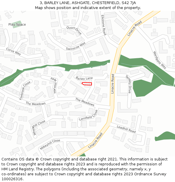 3, BARLEY LANE, ASHGATE, CHESTERFIELD, S42 7JA: Location map and indicative extent of plot