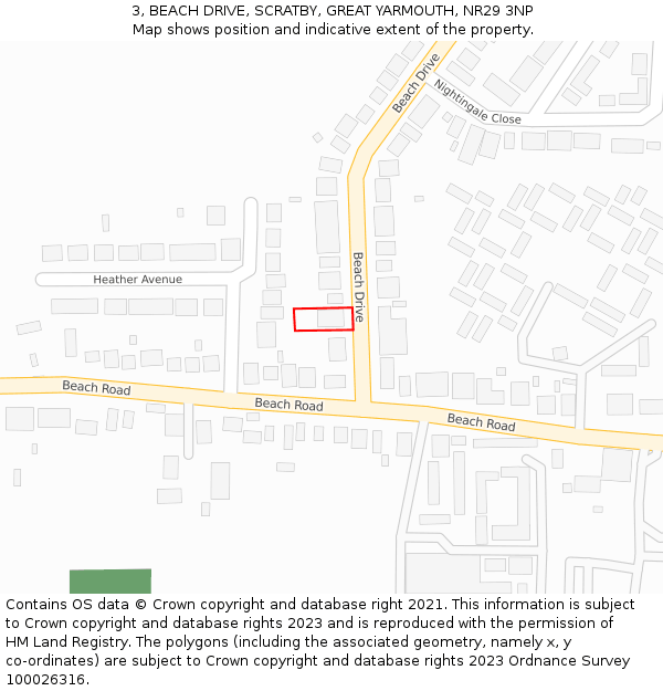 3, BEACH DRIVE, SCRATBY, GREAT YARMOUTH, NR29 3NP: Location map and indicative extent of plot