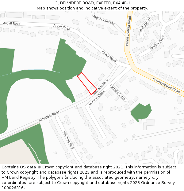 3, BELVIDERE ROAD, EXETER, EX4 4RU: Location map and indicative extent of plot