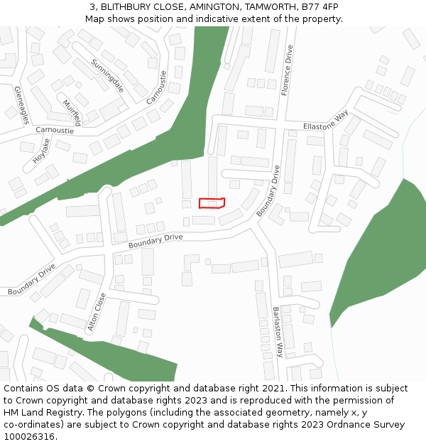 3, BLITHBURY CLOSE, AMINGTON, TAMWORTH, B77 4FP: Location map and indicative extent of plot