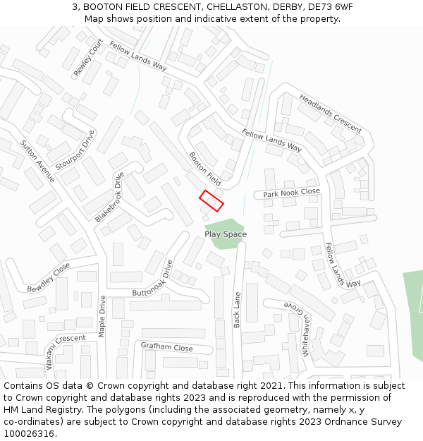 3, BOOTON FIELD CRESCENT, CHELLASTON, DERBY, DE73 6WF: Location map and indicative extent of plot