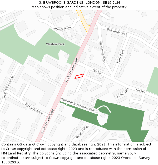 3, BRAYBROOKE GARDENS, LONDON, SE19 2UN: Location map and indicative extent of plot