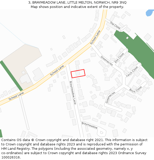 3, BRAYMEADOW LANE, LITTLE MELTON, NORWICH, NR9 3NQ: Location map and indicative extent of plot