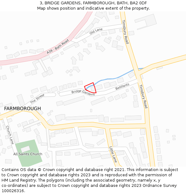 3, BRIDGE GARDENS, FARMBOROUGH, BATH, BA2 0DF: Location map and indicative extent of plot