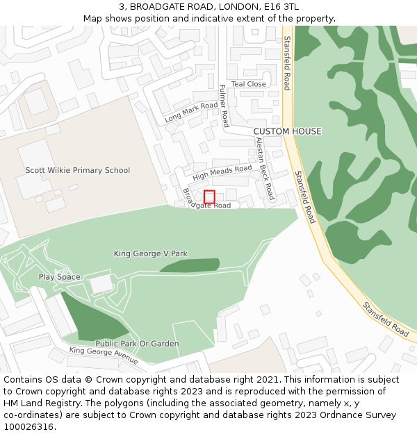 3, BROADGATE ROAD, LONDON, E16 3TL: Location map and indicative extent of plot