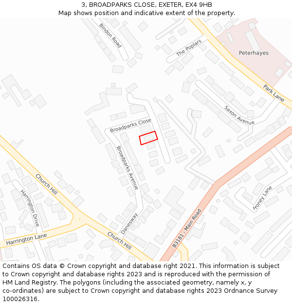 3, BROADPARKS CLOSE, EXETER, EX4 9HB: Location map and indicative extent of plot