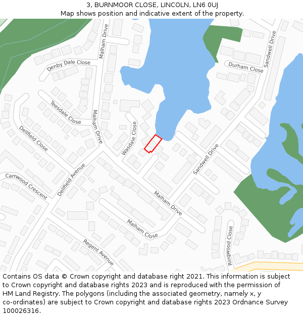 3, BURNMOOR CLOSE, LINCOLN, LN6 0UJ: Location map and indicative extent of plot