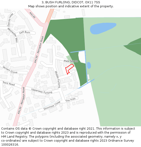 3, BUSH FURLONG, DIDCOT, OX11 7SS: Location map and indicative extent of plot