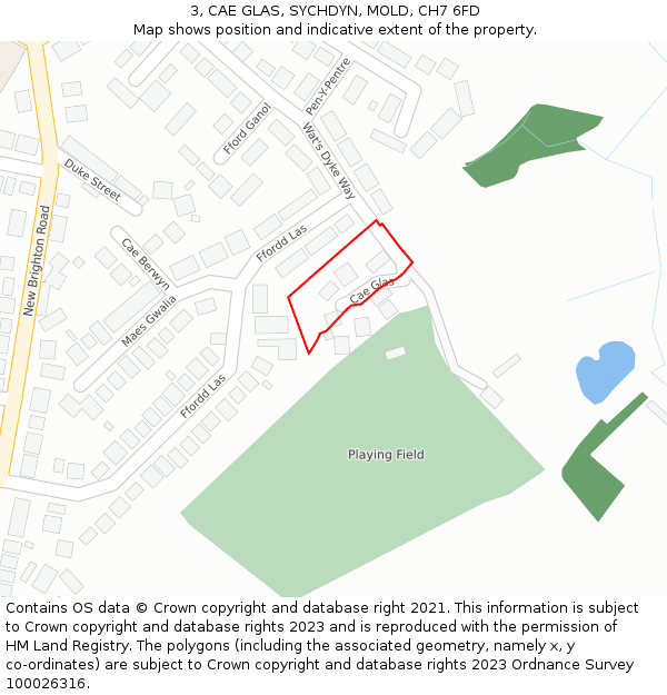 3, CAE GLAS, SYCHDYN, MOLD, CH7 6FD: Location map and indicative extent of plot