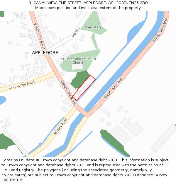 3, CANAL VIEW, THE STREET, APPLEDORE, ASHFORD, TN26 2BQ: Location map and indicative extent of plot