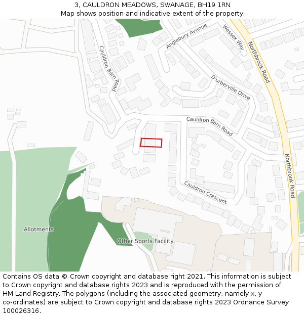 3, CAULDRON MEADOWS, SWANAGE, BH19 1RN: Location map and indicative extent of plot