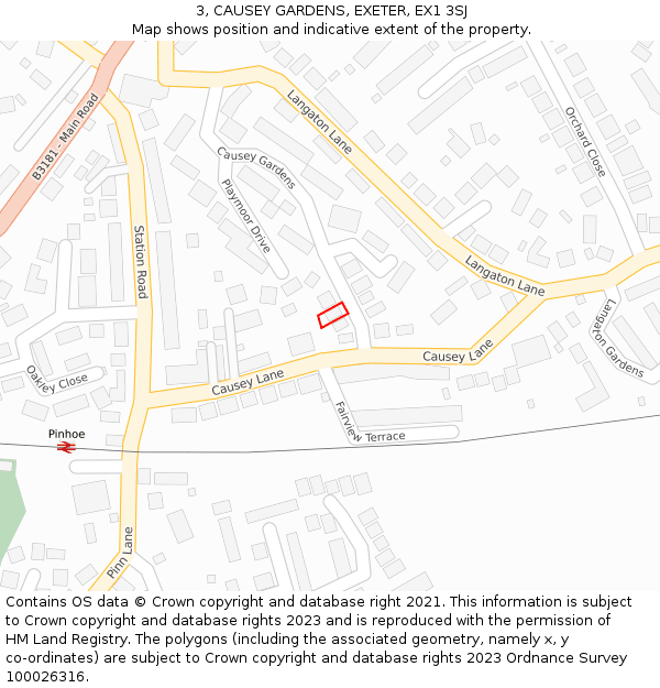 3, CAUSEY GARDENS, EXETER, EX1 3SJ: Location map and indicative extent of plot