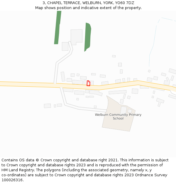 3, CHAPEL TERRACE, WELBURN, YORK, YO60 7DZ: Location map and indicative extent of plot