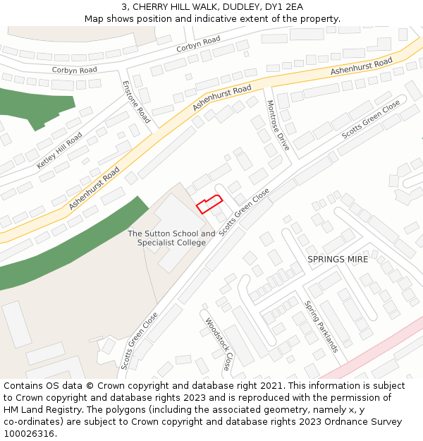 3, CHERRY HILL WALK, DUDLEY, DY1 2EA: Location map and indicative extent of plot