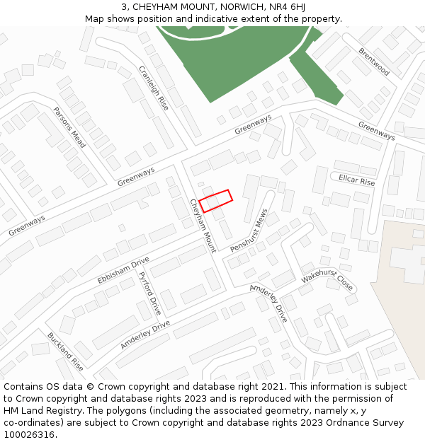 3, CHEYHAM MOUNT, NORWICH, NR4 6HJ: Location map and indicative extent of plot