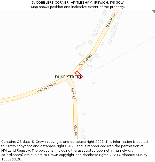 3, COBBLERS CORNER, HINTLESHAM, IPSWICH, IP8 3QW: Location map and indicative extent of plot