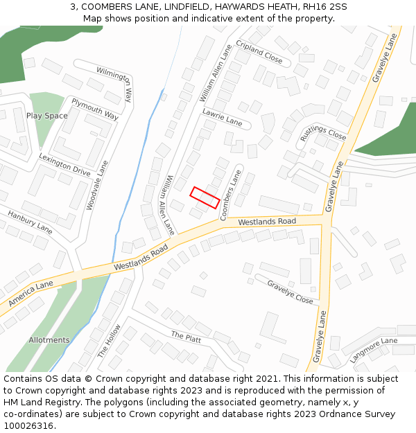 3, COOMBERS LANE, LINDFIELD, HAYWARDS HEATH, RH16 2SS: Location map and indicative extent of plot