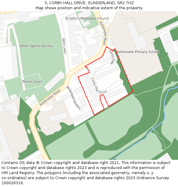 3, CORBY HALL DRIVE, SUNDERLAND, SR2 7HZ: Location map and indicative extent of plot