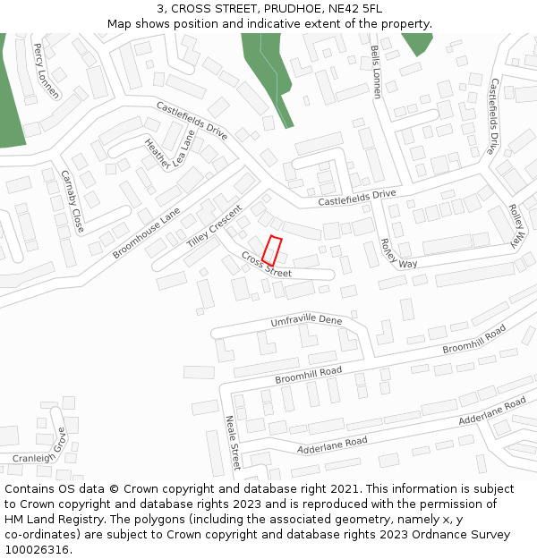 3, CROSS STREET, PRUDHOE, NE42 5FL: Location map and indicative extent of plot