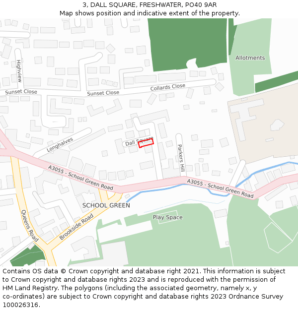 3, DALL SQUARE, FRESHWATER, PO40 9AR: Location map and indicative extent of plot