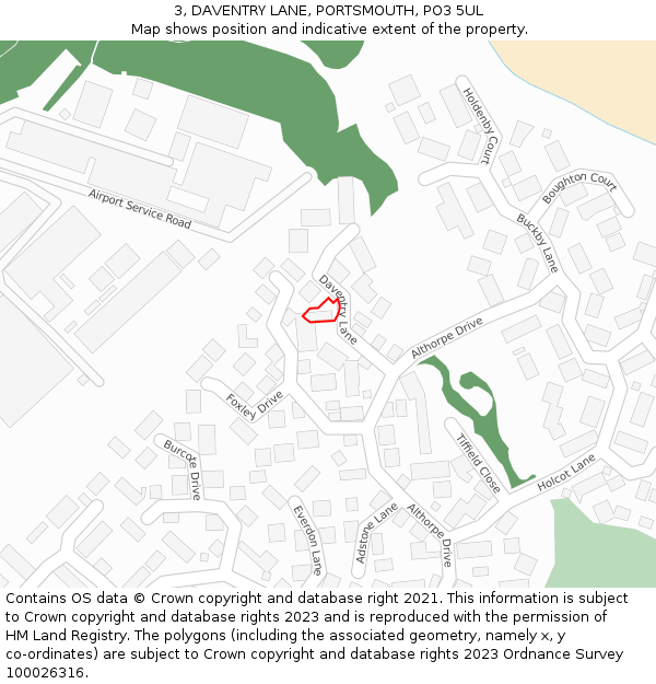 3, DAVENTRY LANE, PORTSMOUTH, PO3 5UL: Location map and indicative extent of plot