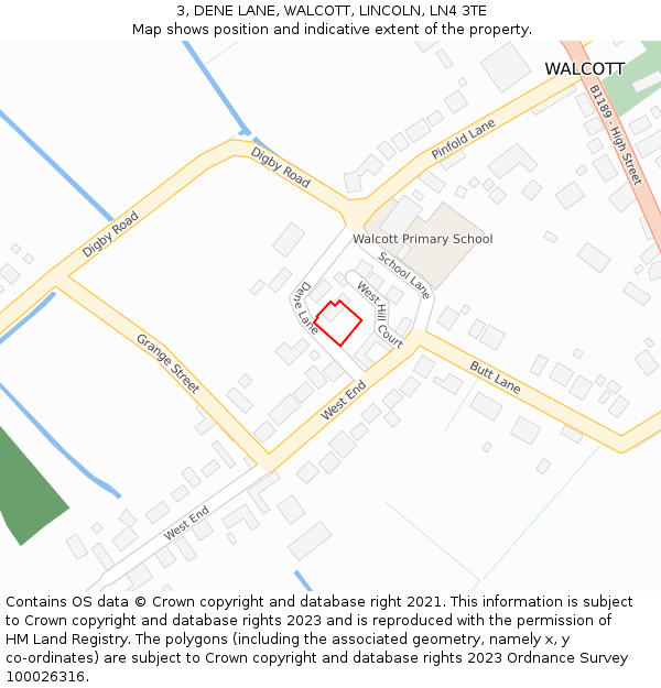 3, DENE LANE, WALCOTT, LINCOLN, LN4 3TE: Location map and indicative extent of plot