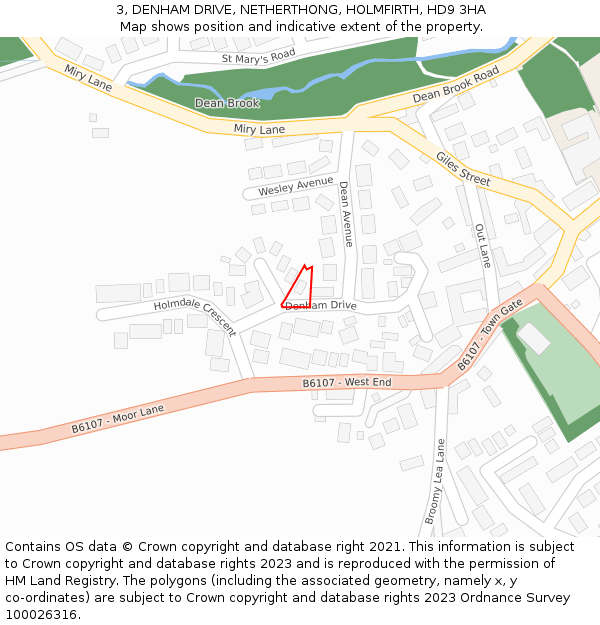 3, DENHAM DRIVE, NETHERTHONG, HOLMFIRTH, HD9 3HA: Location map and indicative extent of plot